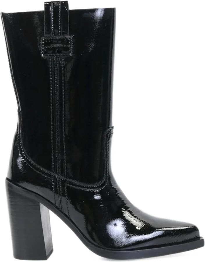 BRONX Mya-Mae patent-finish leather boots Zwart