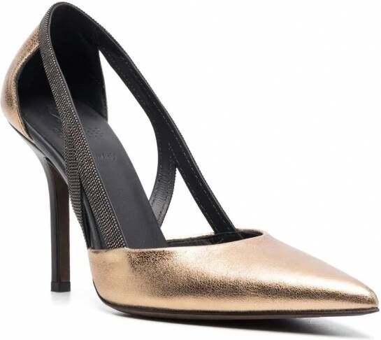 Brunello Cucinelli Pumps met puntige neus Goud