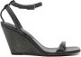 Brunello Cucinelli 90 mm leren sandalen met sleehak Zwart - Thumbnail 1