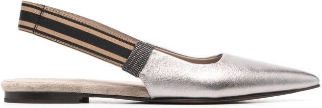 Brunello Cucinelli Ballerina's met puntige neus Zilver