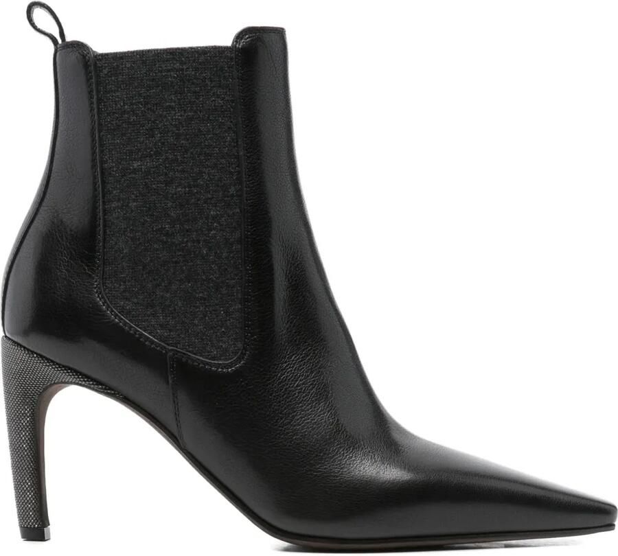 Brunello Cucinelli 80 mm Chelsea laarzen met puntige neus Zwart