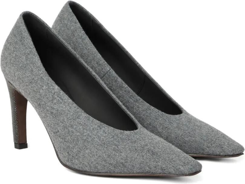 Brunello Cucinelli 85 mm flanellen pumps Grijs - Foto 3