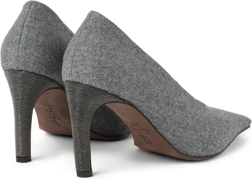 Brunello Cucinelli 85 mm flanellen pumps Grijs - Foto 4