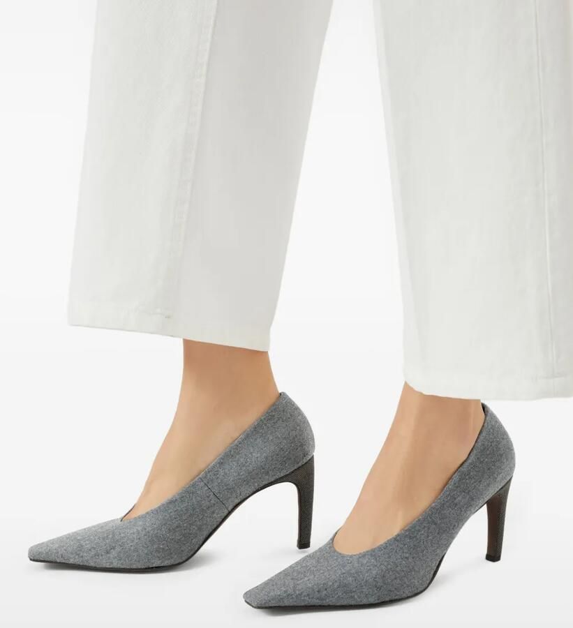 Brunello Cucinelli 85 mm flanellen pumps Grijs - Foto 2