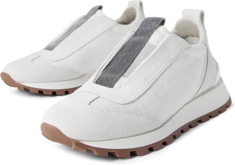 Brunello Cucinelli Canvas sneakers met monili-detail Beige