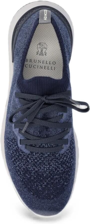 Brunello Cucinelli Gebreide katoenen sneakers Blauw - Foto 4