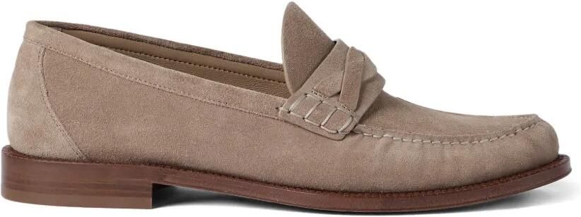 Brunello Cucinelli Gedraaide suède loafers Beige