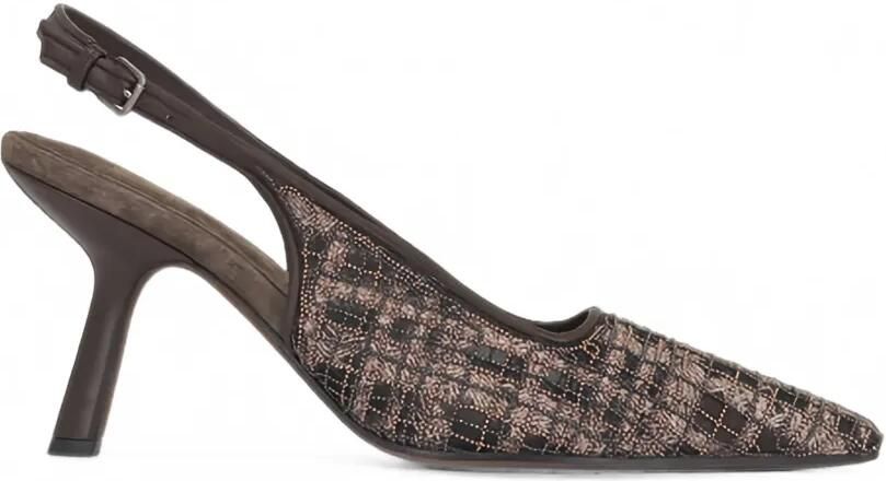 Brunello Cucinelli Geruite pumps verfraaid met kralen Bruin
