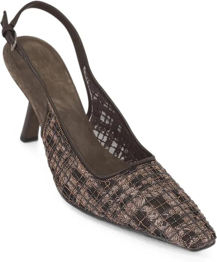 Brunello Cucinelli Geruite pumps verfraaid met kralen Bruin - Foto 3