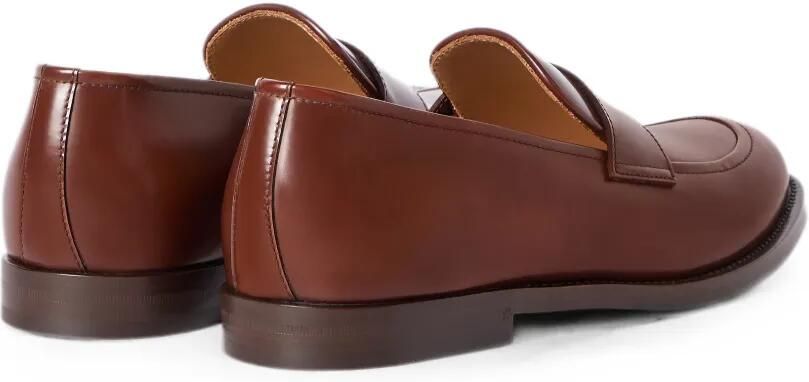 Brunello Cucinelli Gevlochten kalfsleren en gepolijste penny loafers Bruin - Foto 4