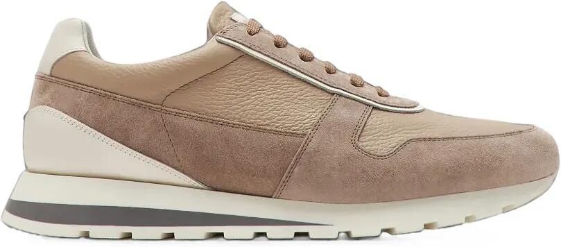 Brunello Cucinelli Hardloopsneakers van verwassen suède en kalfsleer Beige