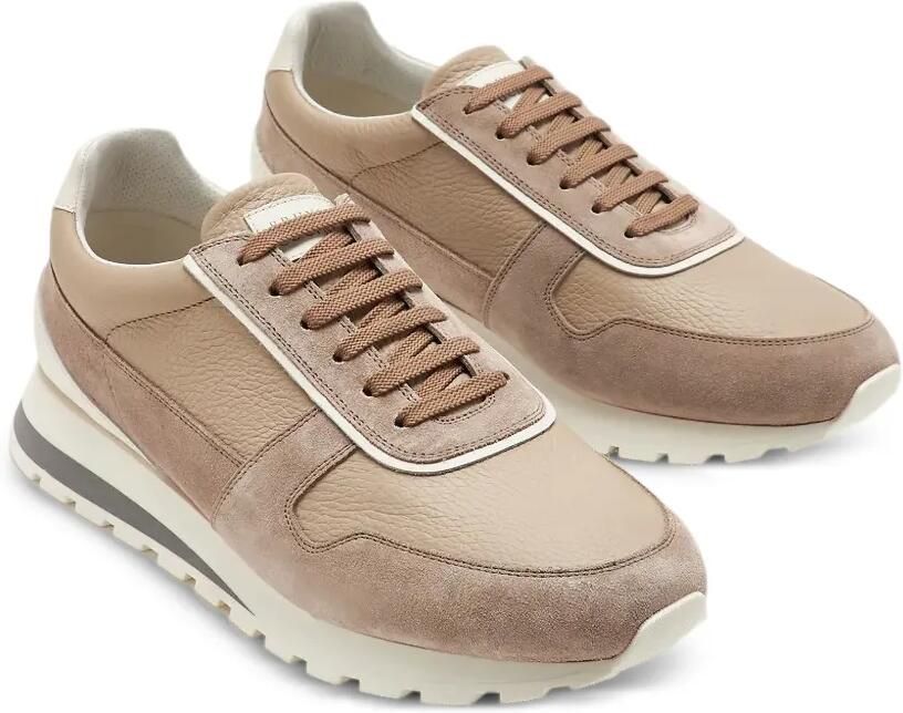 Brunello Cucinelli Hardloopsneakers van verwassen suède en kalfsleer Beige - Foto 3