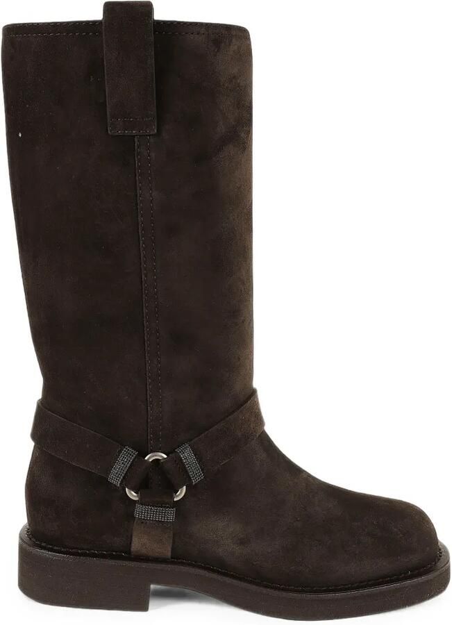 Brunello Cucinelli Suède laarzen met harnas-detail Bruin