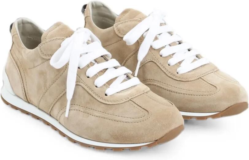 Brunello Cucinelli Kalfssuède sneakers met vlakken Beige - Foto 3