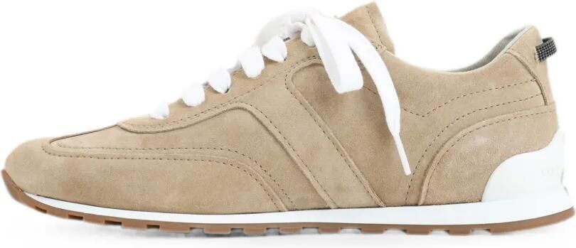 Brunello Cucinelli Kalfssuède sneakers met vlakken Beige - Foto 4