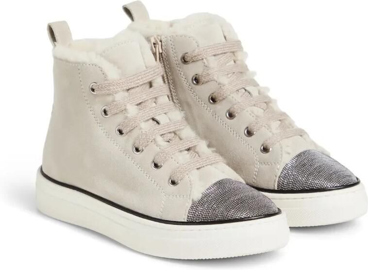 Brunello Cucinelli Kids Lammy enkellaarzen met veters Grijs