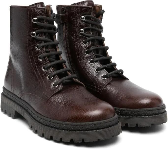Brunello Cucinelli Kids Leren enkellaarzen Bruin