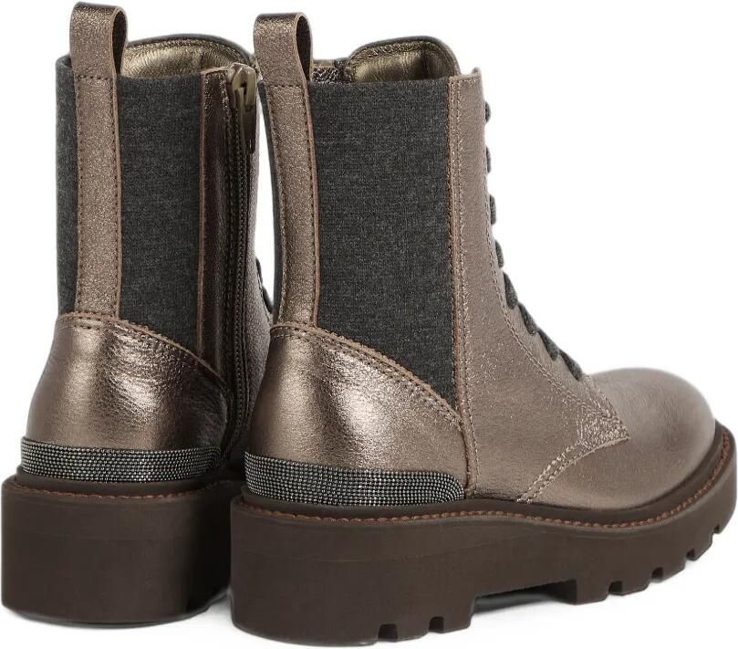 Brunello Cucinelli Kids Monili lamé leather boots Bruin - Foto 3