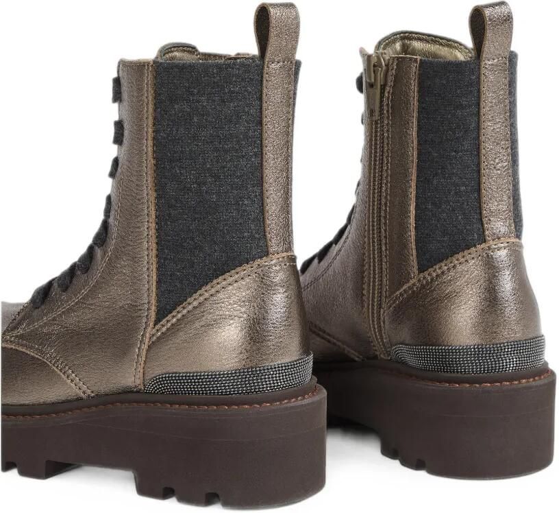 Brunello Cucinelli Kids Monili lamé leather boots Bruin - Foto 2