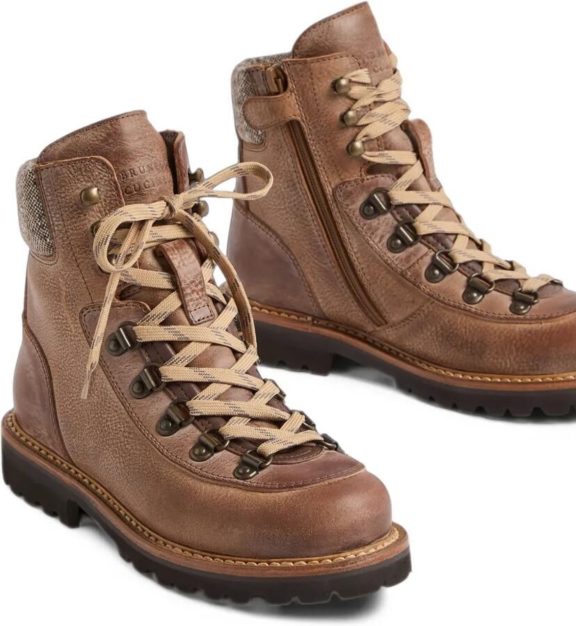Brunello Cucinelli Kids textured leather boots Bruin - Foto 2