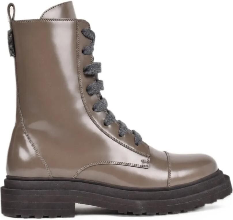 Brunello Cucinelli lace-up leather boots Bruin