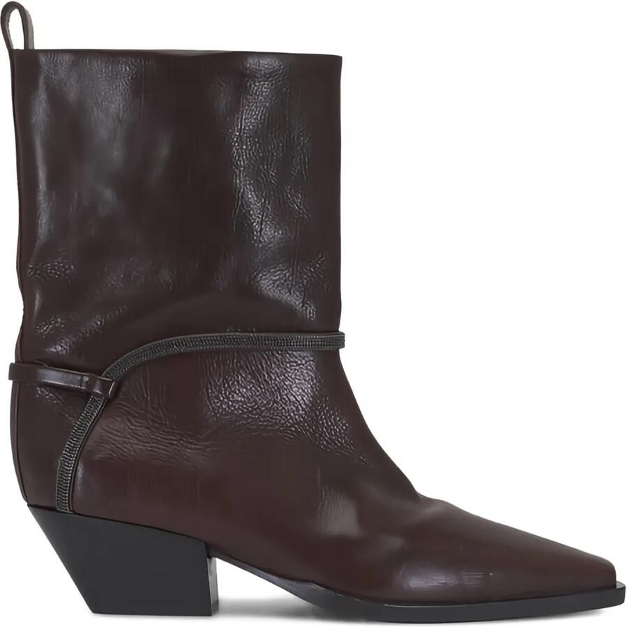 Brunello Cucinelli Leren cowboylaarzen Bruin