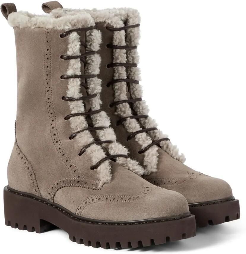 Brunello Cucinelli Leren enkellaarzen Beige - Foto 3