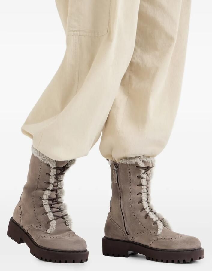 Brunello Cucinelli Leren enkellaarzen Beige - Foto 5