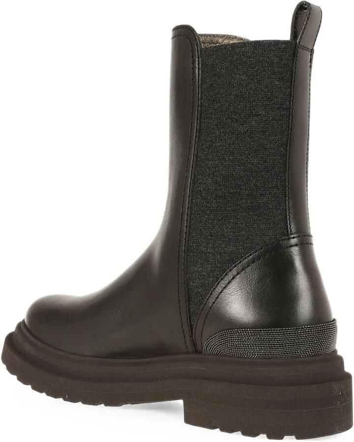 Brunello Cucinelli Leren enkellaarzen met Monili-afwerking Bruin - Foto 3