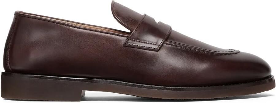 Brunello Cucinelli Leren loafers met gepolijste afwerking Bruin