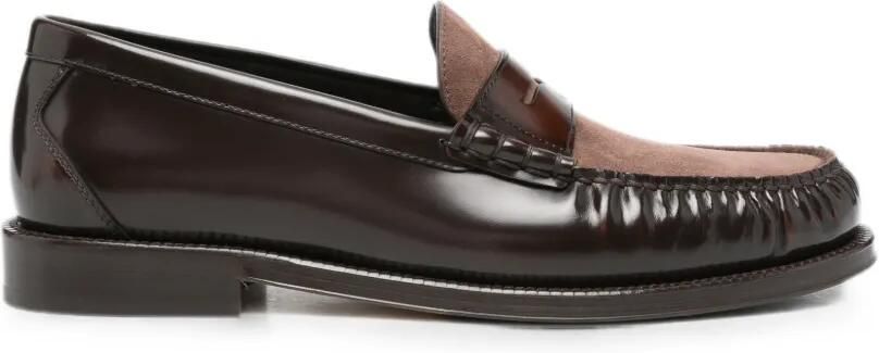 Brunello Cucinelli Leren loafers met vlakken Bruin