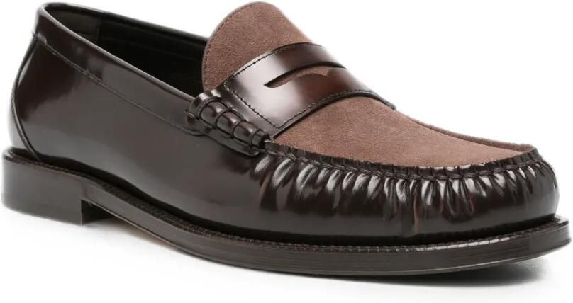 Brunello Cucinelli Leren loafers met vlakken Bruin - Foto 2
