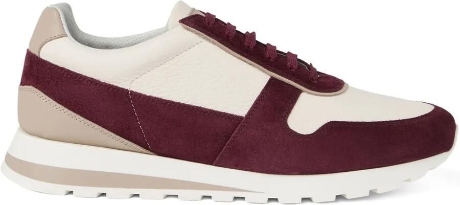 Brunello Cucinelli Leren sneakers met vlakken Beige