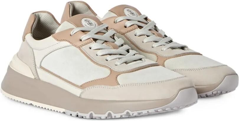 Brunello Cucinelli Leren sneakers met vlakken Beige - Foto 3