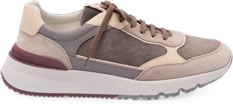Brunello Cucinelli Nubuck en suède sneakers Bruin