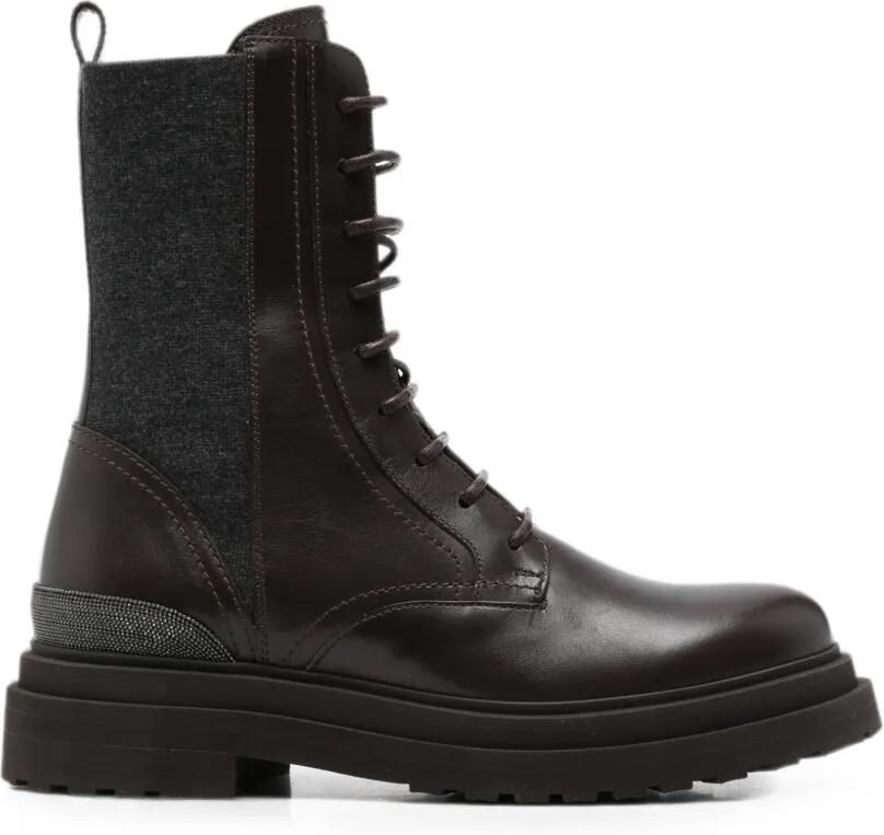 Brunello Cucinelli Leren veterlaarzen Bruin