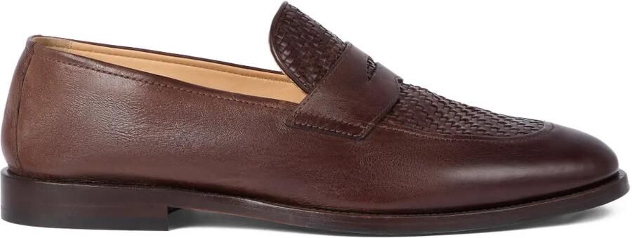 Brunello Cucinelli Loafers met gevlochten-effect en penny loafers Bruin