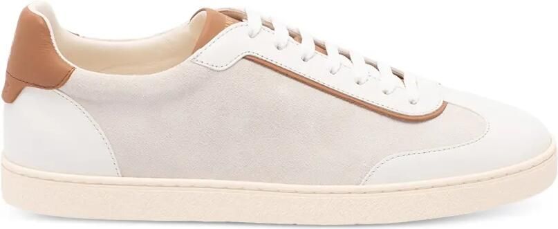 Brunello Cucinelli Low-top sneakers met leren vlakken Beige
