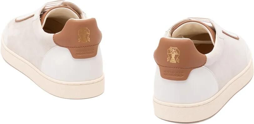 Brunello Cucinelli Low-top sneakers met leren vlakken Beige - Foto 4