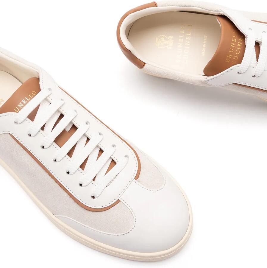 Brunello Cucinelli Low-top sneakers met leren vlakken Beige - Foto 2