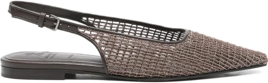 Brunello Cucinelli Mesh pumps met monili-ketting Bruin