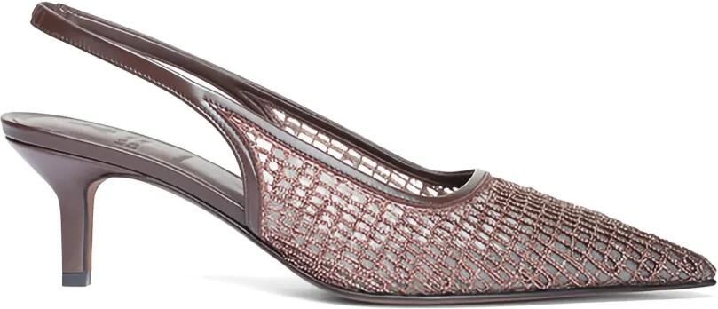 Brunello Cucinelli Mesh pumps verfraaid met Monili kralen Bruin