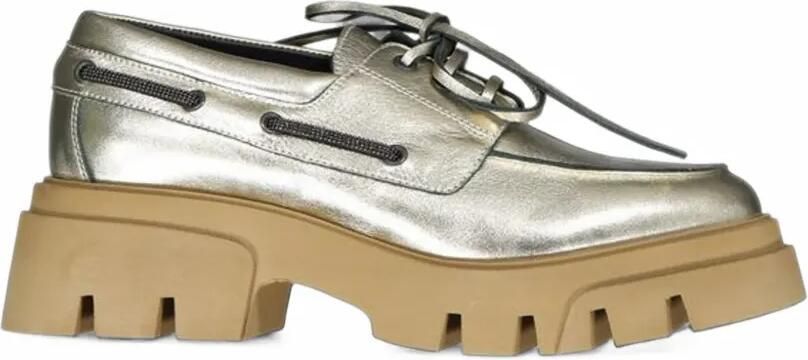 Brunello Cucinelli metallic platform loafers Goud