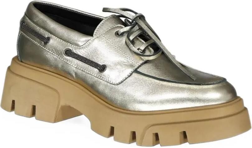 Brunello Cucinelli metallic platform loafers Goud - Foto 2