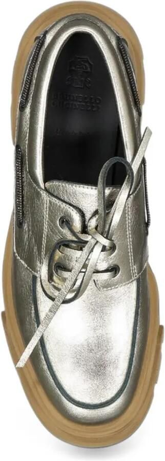 Brunello Cucinelli metallic platform loafers Goud - Foto 4