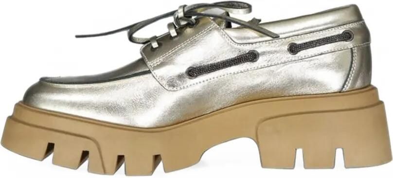 Brunello Cucinelli metallic platform loafers Goud - Foto 3