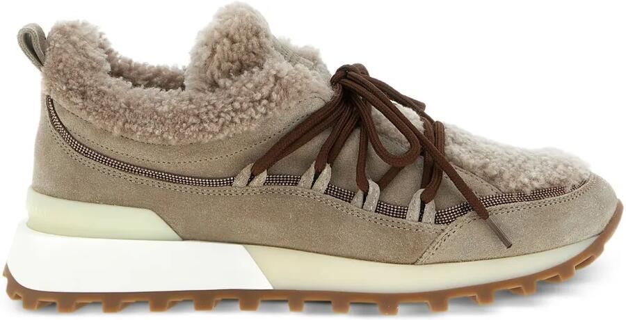 Brunello Cucinelli Monile sneakers gevoerd met bont Beige
