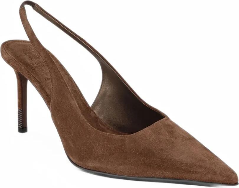 Brunello Cucinelli Monili-embellished suede pumps Bruin - Foto 3
