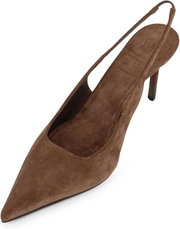 Brunello Cucinelli Monili-embellished suede pumps Bruin - Foto 2
