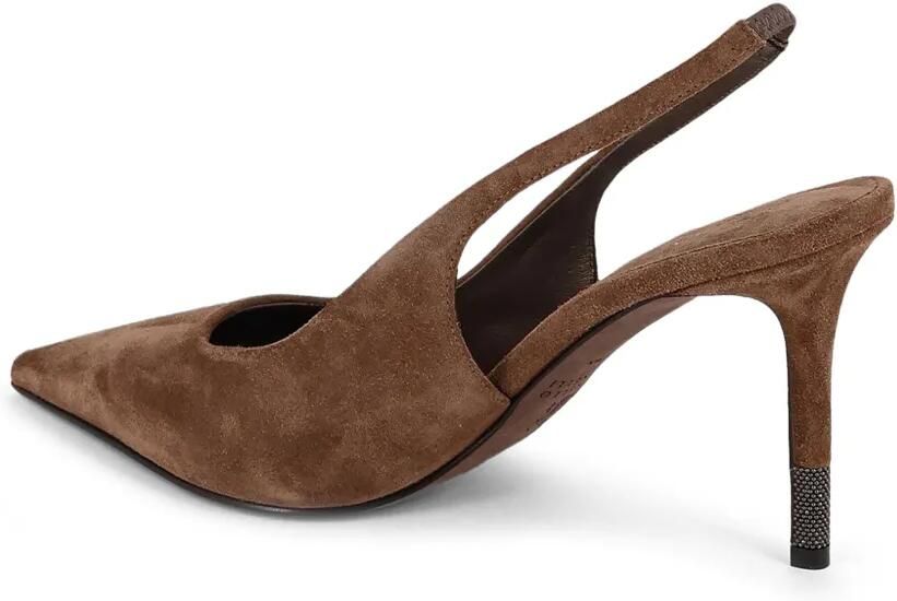 Brunello Cucinelli Monili-embellished suede pumps Bruin - Foto 4